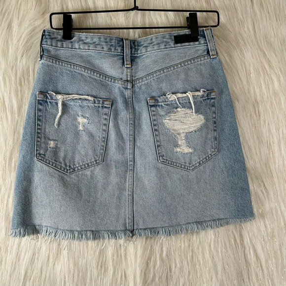 Abercrombie & Fitch Womens Zoe Natural Rise Vintage A-Line A Line Skirt Blue 4 - Picture 4 of 5
